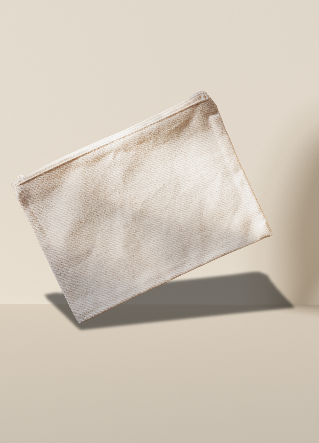 Pochette en coton neutre avec fermeture éclaire à personnaliser