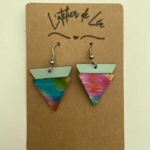 Boucle do'reille triangle couleur turquoise et aquarelle