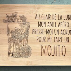 Planche à découper en bambou 20x30 personnalisée par gravure – création artisanale
